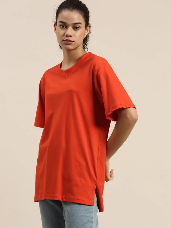 Dillinger Orange Solid Oversized T-Shirt