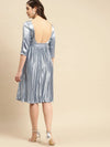 Deep Back pre pleated dress in Night Blue