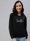 Women's Black Solid SweatShirt-AN-12-Black