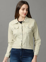 Women's Beige Solid Open Front Jacket-GZ-5577-Beige