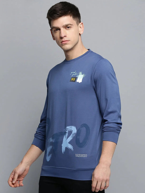 Men Blue Printed Casual Sweatshirt-BP-1447-Blue