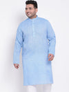 Hangup Men Standard Solid Men's Indian Wear-DarkBlue_Linen_OnlyLongKurta