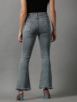 Women's Grey Solid Bootcut Denim Jeans-GZ-5279-Grey