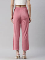 Women's Pink Solid Track Pant-SH-8189-Pink