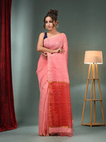 Punch Pink Matka Handwoven Saree With Zari Border-MA50MT062200062