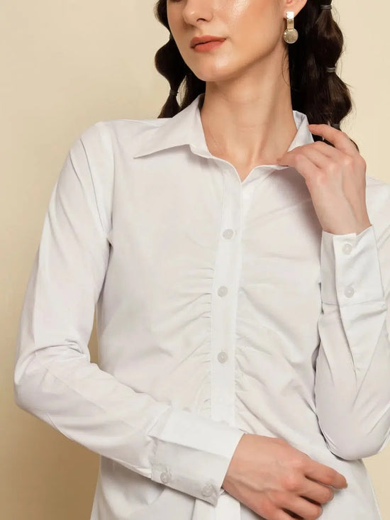 White Gather Detail Shirt