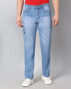 Retro Denim Jeans with 5 pockets-Blue-HBD22-30