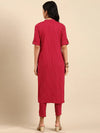 Women's Magenta Striped Kurta Set-SKC-7915-Magenta