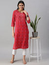 Women's Pink Printed straight Kurta-SS376-Pink