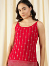 Kurta With Sharara in Red Color