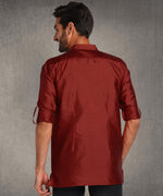 Hangup Men Standard Solid Men's Indian Wear-Maroon_Dupion_Short2Kurta