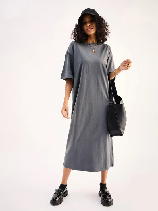 Women Grey Oversized T-Shirt Dress