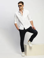 Men White Solid Shirt-RAYMONDSDOBBY-266-White