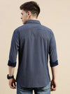 Men Navy Polka Dots Casual Shirt-DAITON-3440-Navyblue