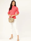 Veni Vidi Vici Coral Frilled Sleeve Top