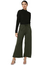 Smarty Pants Women's Cotton Lycra Olive Color Flared Trouser