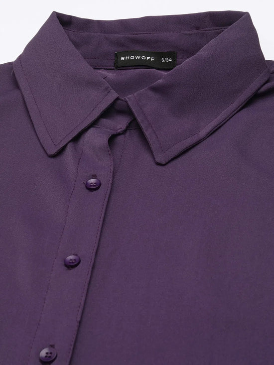 Women Violet Solid Shirt Dress-AE-15994-Violet