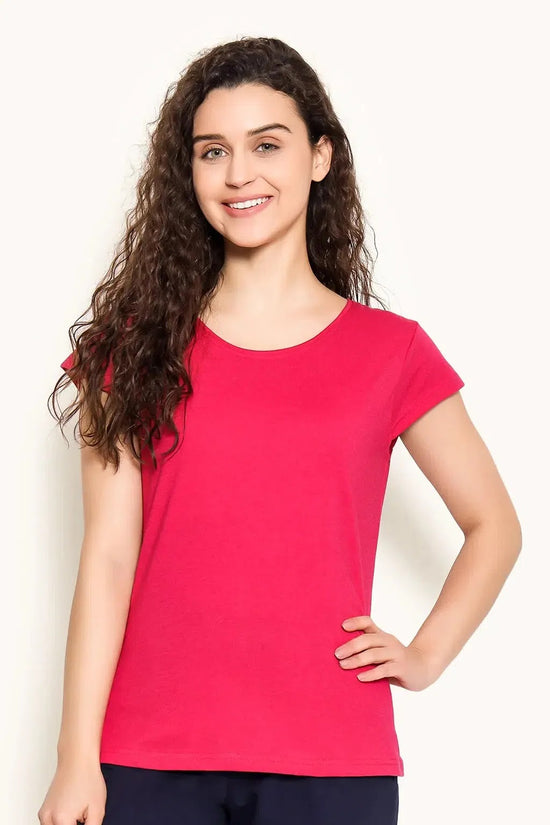 Clovia Chic Basic Top in Pink - 100% Cotton