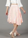 Women's Peach Solid Flared Skirt-AE-10349-Peach