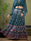 Women Green Floral Anarkali Skirt