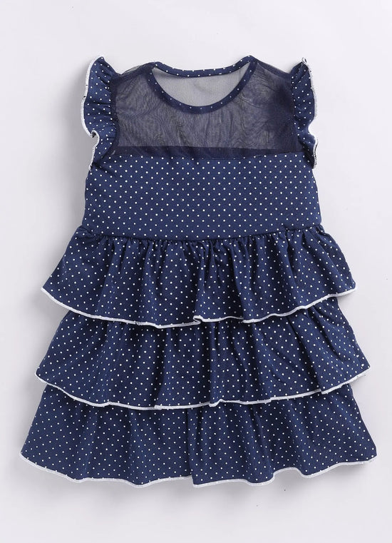 Mimino Indi Baby Girls Midi/Knee Length Casual Dress (Blue, Short Sleeve)