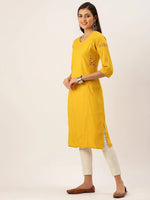 Women's Yellow Solid Straight Kurta-DF-1203-Yellow