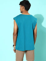 Dillinger Blue Sleeveless Graphic Oversized T-shirt