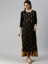 Women's Black Printed Kurta Set-GW1784-Black