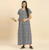 MomToBe Ethnic Motifs Printed Pure Cotton Maxi Maternity Nightdress-2021mtbblkprntfn-Free