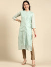 Women's Sea Green Printed Straight Kurta-GC-1008-Seagreen