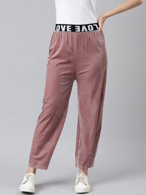 Women Pink Solid Track Pant-AN-36-Pink