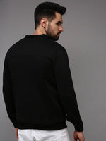 Men Black Solid Sweatshirt-EX-2649-Black