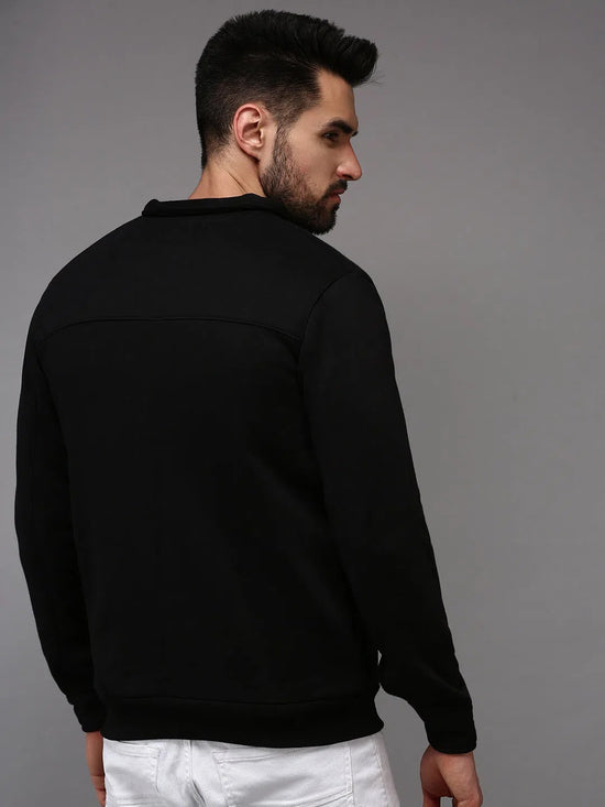 Men Black Solid Sweatshirt-EX-2649-Black