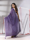 Violet Cotton Saree With Check Designs-MA55CT06520146