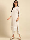 Women's Beige Embroidered Kurta Set-UB-2368-Beige