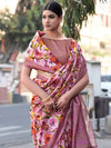 Saree Mall Women's Linen Blend Mauve Printed Designer Saree With Blouse Piece-NITRA307