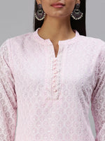 Women's Pink Embroidered Straight Kurta-SKC3208-Pink