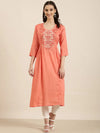 Women Coral Solid A-Line Kurta-NJ-3530432-Coral