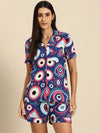 Shirt Shorts nightwear set in Blue Evil Eye Print