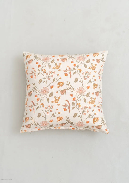 Forest bloom 100% cotton floral cushion cover for sofa - Orange-240456001