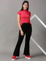 Women's Red Striped Top-AE-10453-Red