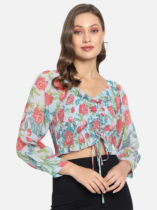 Floral Print Smocking Top