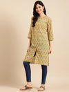 Women's Yellow Printed Straight Kurta-RF-9703-Yellow