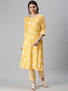 Women's Yellow Printed Kurta Sets-SKC3162-Yellow