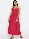 Long maxi dress with halter tie up in Red