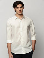 Men White Solid Casual Casual Shirts-TAVANTAPLAIN-5532-White