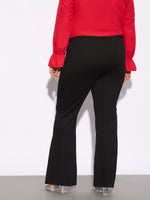 Women Black Bell Bottom Stretch Trousers