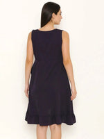 Overlap Dress with frill at neck and hem in Purple