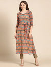 Women's Multi Chevron A-Line Kurta-DW-P-176-Multi