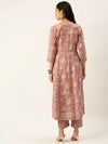 Women's Mauve Printed Kurta Sets-RF-1335-Mauve